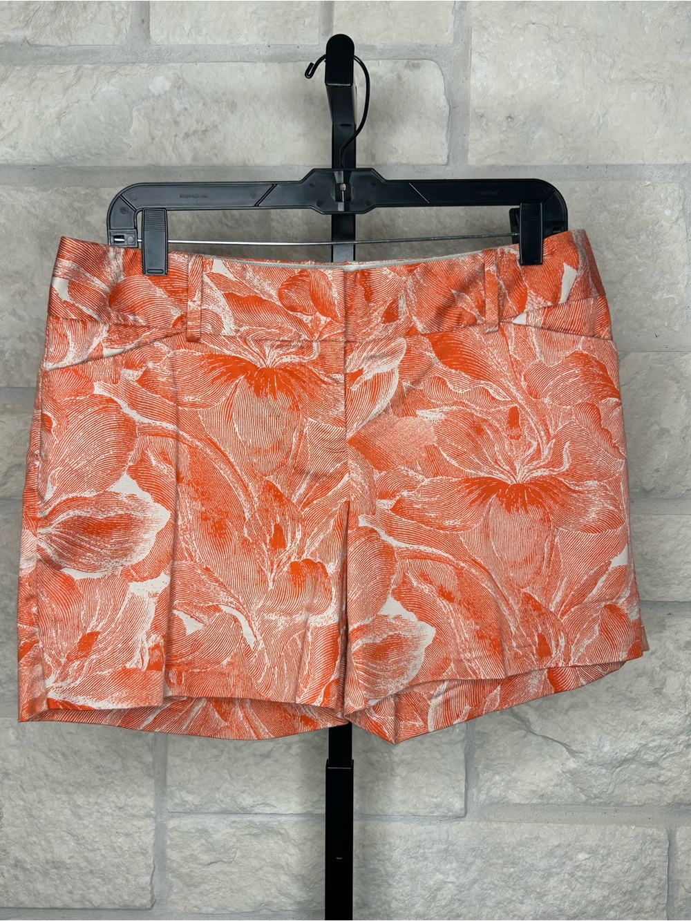 The Limited Size 10 Womens Dress Shorts  Coral Orange and Taupe Floral Print